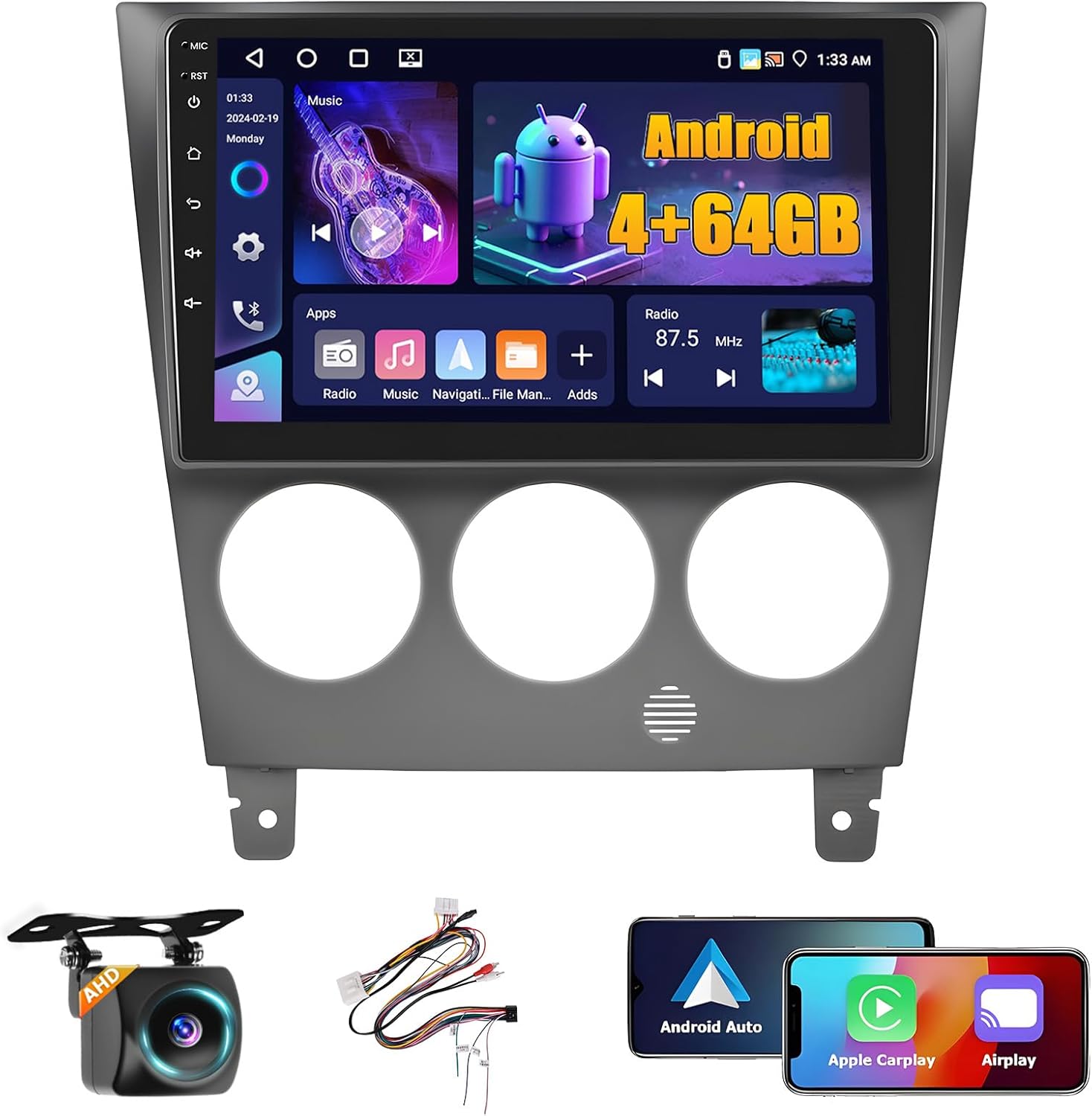4+64GB Android 15 Car Stereo for Subaru Impreza WRX STI 2003-2006 Wireless Carplay Android Auto 9