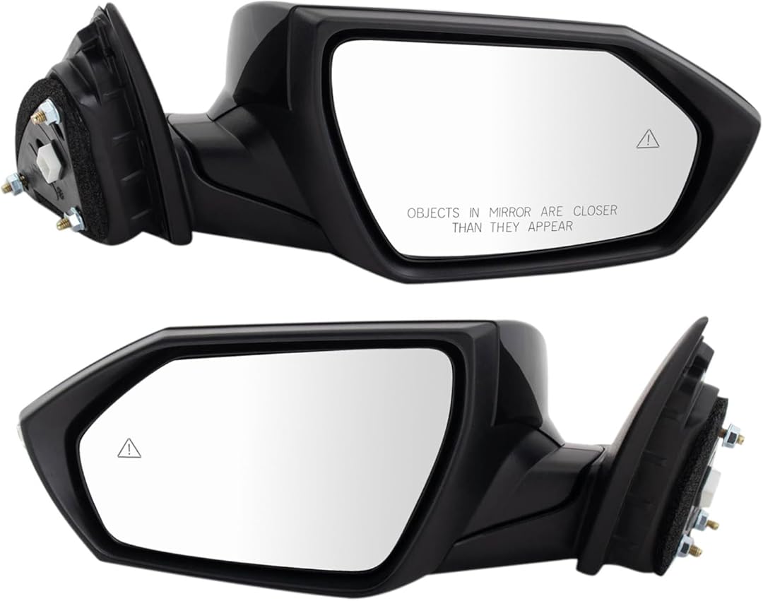 TRQ Mirror Assembly Power Heated with Housing Turn Signal 2 Piece Driver & Passenger Side Pair Set Compatible with 2021-2023 Hyundai Elantra US or Korean Built Models Only HY1320280 HY1321280