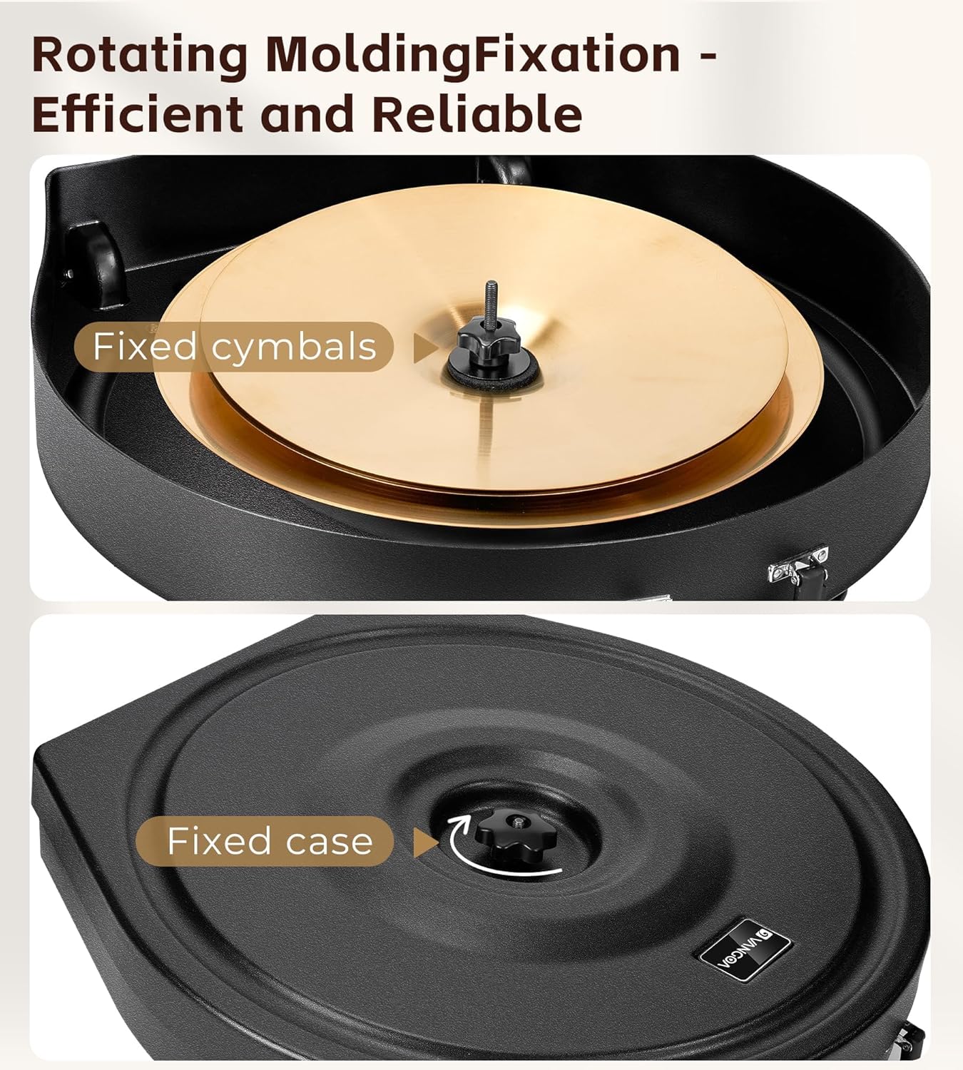 Vangoa Upgrade Hard Cymbal Case with Wheels, Rolling Cymbal Vault with Foam Washers Fits Up to 7 * 22
