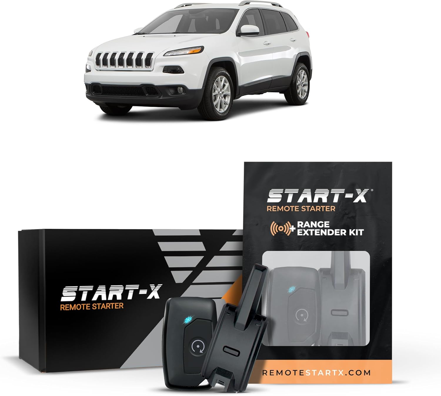 Start-X Remote Starter Kit + 3000ft 2 Way Range Extender for Jeep Cherokee (2014, 2015, 2016, 2017, 2018) Vehicles with Push-to-Start Ignition