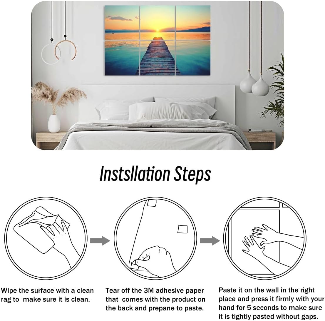 6 Pack Art Acoustic Panels footbridge sea beach Sound Absorbing Panel 48