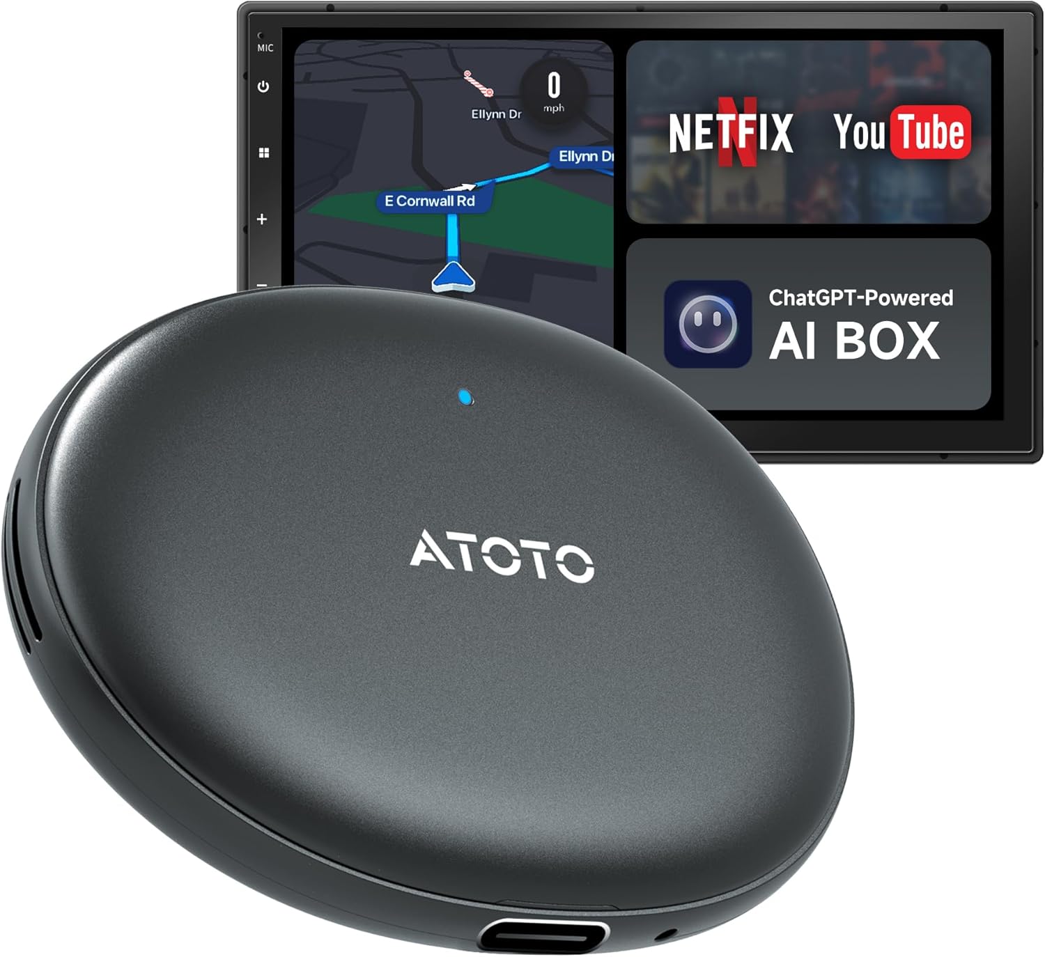 Wireless CarPlay Adapter Android Auto - Smart AI Magic Video Box with Built-in Android Multimedia System, Enjoy Video & Music Apps, Navigation, AI Voice, Plug & Play for Factory Wired CarPlay Car