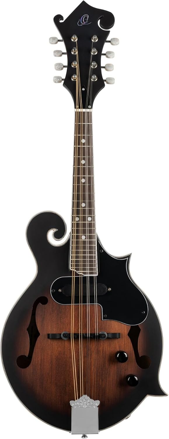 Ortega Guitars, 8-String Americana Series F-Style Acoustic-Electric Mandolin, Right, Whiskey Burst (RMFE30-WB)