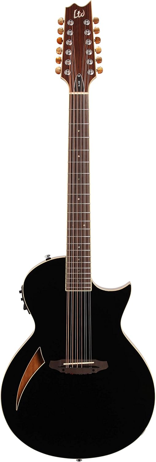 ESP LTD TL-12 Thinline 12-String Acoustic Electric Guitar, Black