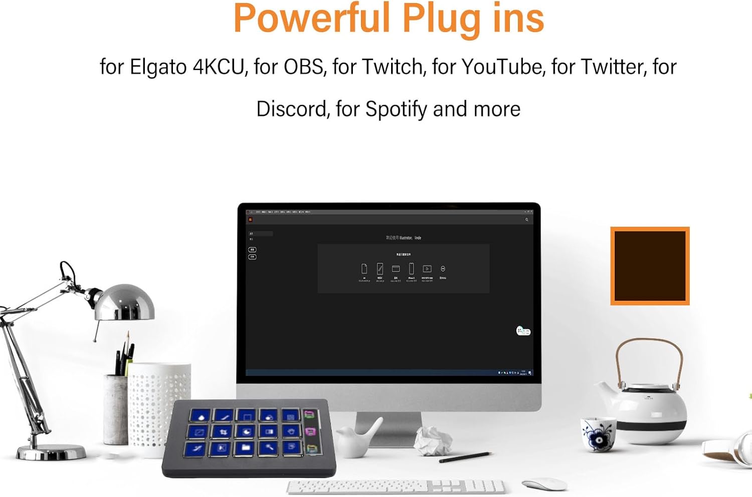 15 Keys LCD Custom Keyboard, Streaming Studio Controller Keypad for 4KCU, for OBS, for, for, for, for Discord, for Spotify