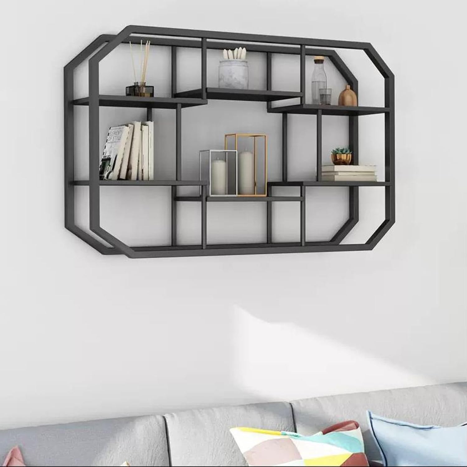 Floating Wall Shelves Metal Floating Shelves Wall Mounted, Circle Wall Shelf Round Wall Mount Display Organizer Holder Rack, Accent Decor for Bedrooms, Bathrooms, Kitchens, Living Rooms & Halls Shelvi