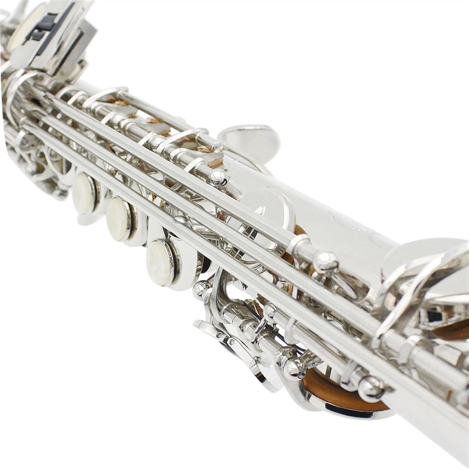 Silver Saxophone Bb Flat Professional Woodwind Instrument Brass Straight Sax with Case Accessories