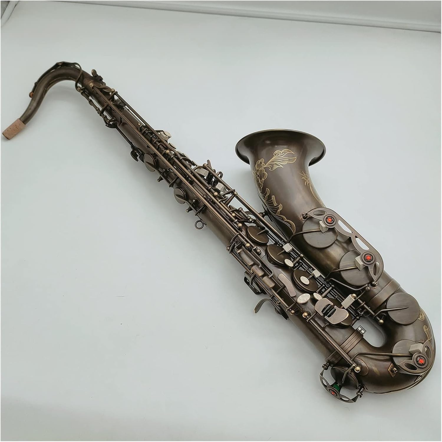 Tenor Saxophone Bb Tune Antique Copper Woodwind Instrument with Case Mouthpiece Student Saxophone (Color : Light Grey)