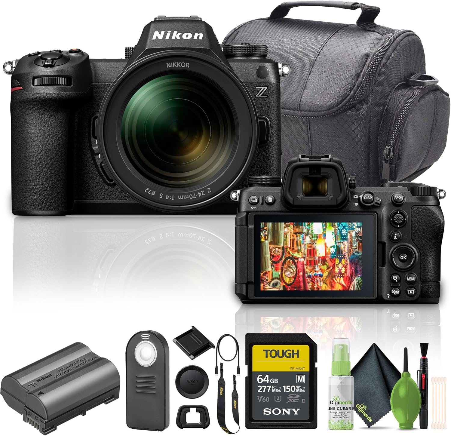 Nikon Z6 III Mirrorless Camera with 24-70mm f/4 S Lens Bundle with 64GB UHS-II SDXC Memory Card + Lens Cleaning Kit + Camara Bag +Wireless Remote Shutter Release (Renewed)