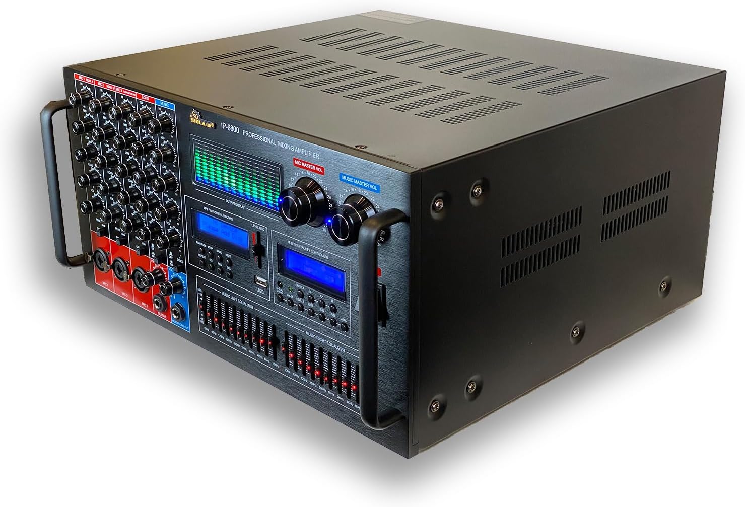 IDOLmain IP-6800 8000W Professional Digital Echo Console Karaoke Mixing Amplifier with 10 Band Equalizer, Phantom Power/HDMI/Optical Inputs