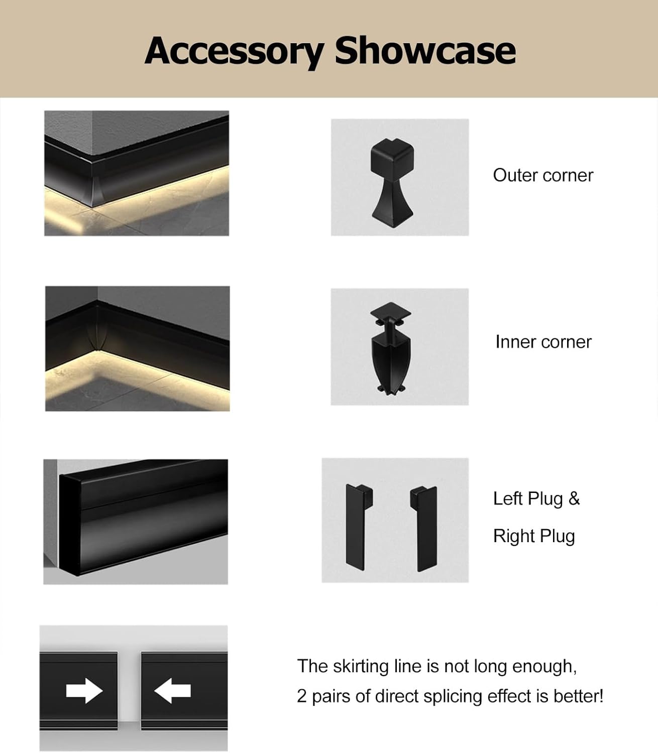 HAIXHX Aluminum Channel Baseboard 10 Pack 3.3ft LED Baseboard Lighting Aluminum Channel for Wall Corner, Wall Mount LED Channel with Cover, Skirtingboard Baseboard LED Channel for Bedroom Kitchen