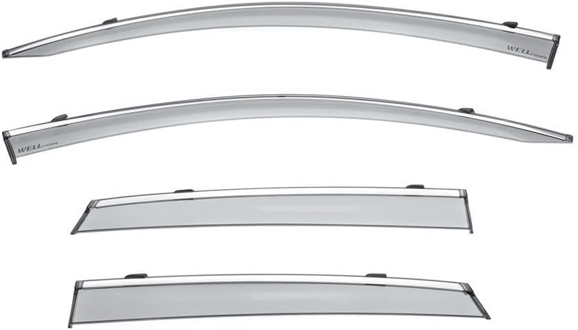 WellVisors Window Visors Wind Deflectors Compatible with Lincoln 2015-2019 MKC with Chrome Trim Rain Guards 3-847LC002