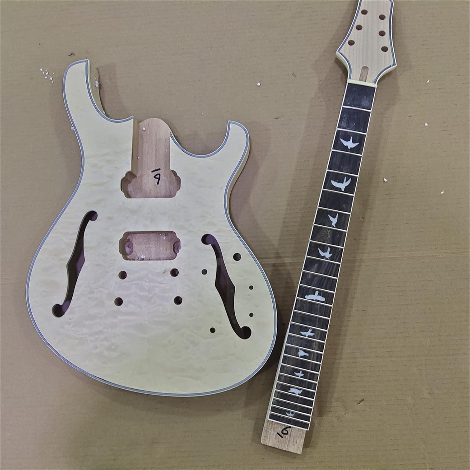 FLFL Good 1 Set Unfinished Electric Guitar Neck and Body Guitar Kit DIY Part Unfinished Guitar Kit