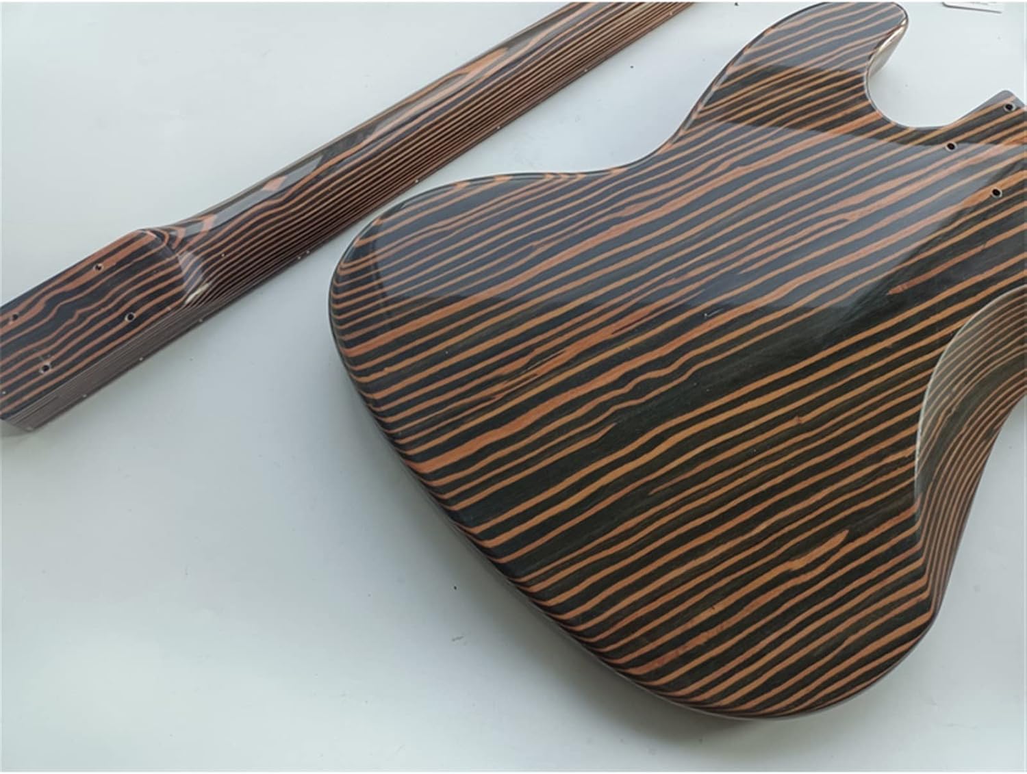 DIY Electric Guitar Kit 4 String Electric Bass Guitar Zebrawood Body and Zebrawood Neck and Fingerboard DIY Kit