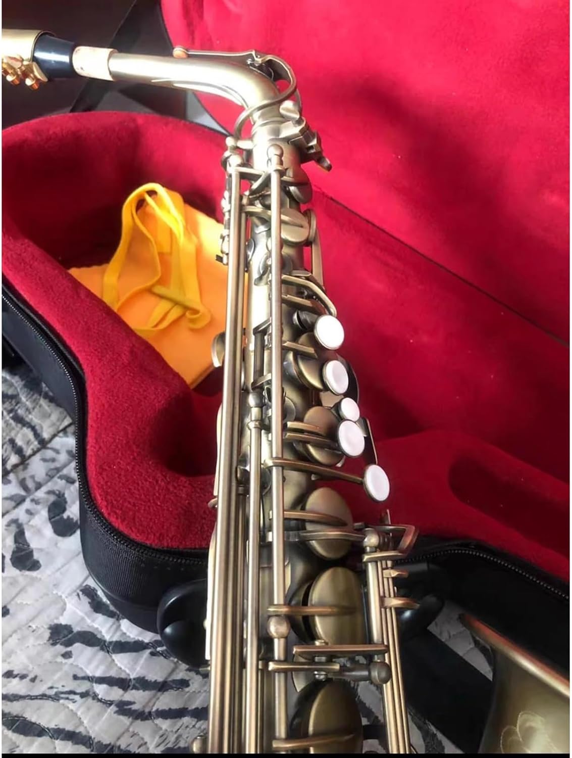 Beginner saxophone Eb Alto Saxophone Antique Simulation Alto Sax Professional Woodwind Musical Instrument (Color : Leather bag)