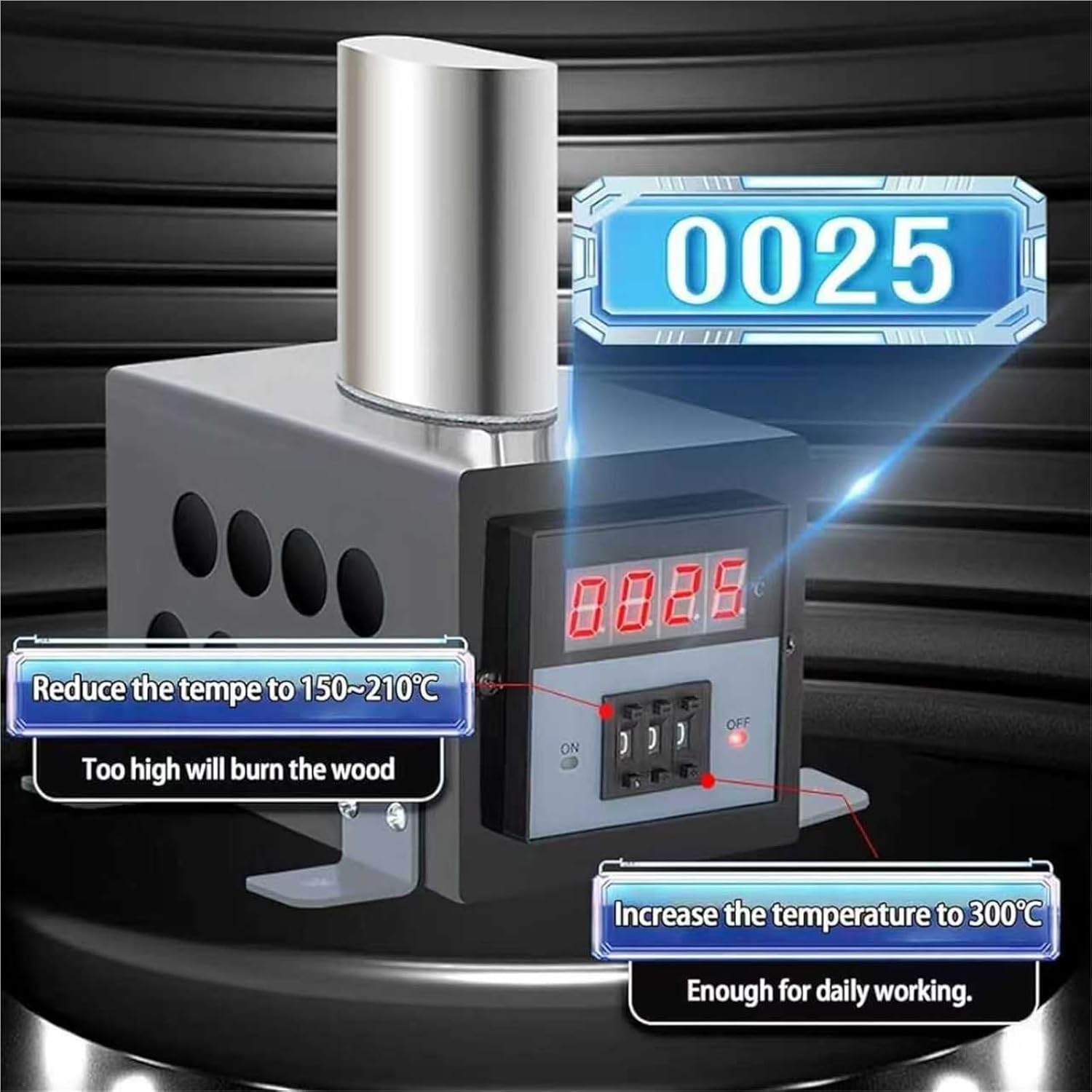 Guitar Rib Bending Iron, Violin/Viola Side Wood Bending Iron, With Digital Display, Adjustable Temperature Range: 0-280℃, Working Height 80mm, For Wood Bending In Instrument Making(Black)