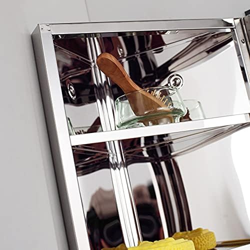 Wall Mount Bathroom Corner Medicine Cabinet with Mirror Door Stainless Steel Storage Cupboard Three Shelves Left/Right Reversible 300 x 600 x 190 mm