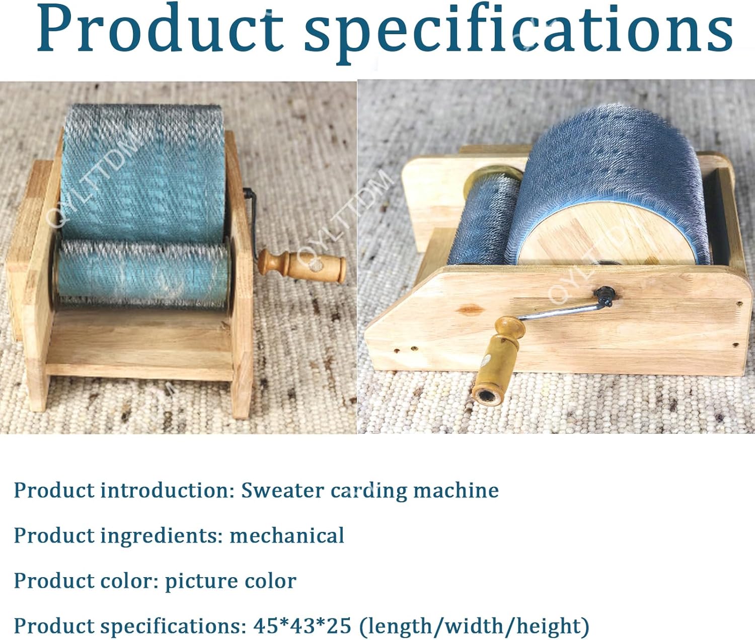 Wool Blending Board Carding Brush Set, DIY Manual Wool Felt Machine, 45*43*25 cm Fiber Blending Board, with Roller and Nylon Bearings, Wool Fiber Drum Carding Machine, for Mix Colors, Organize Wool