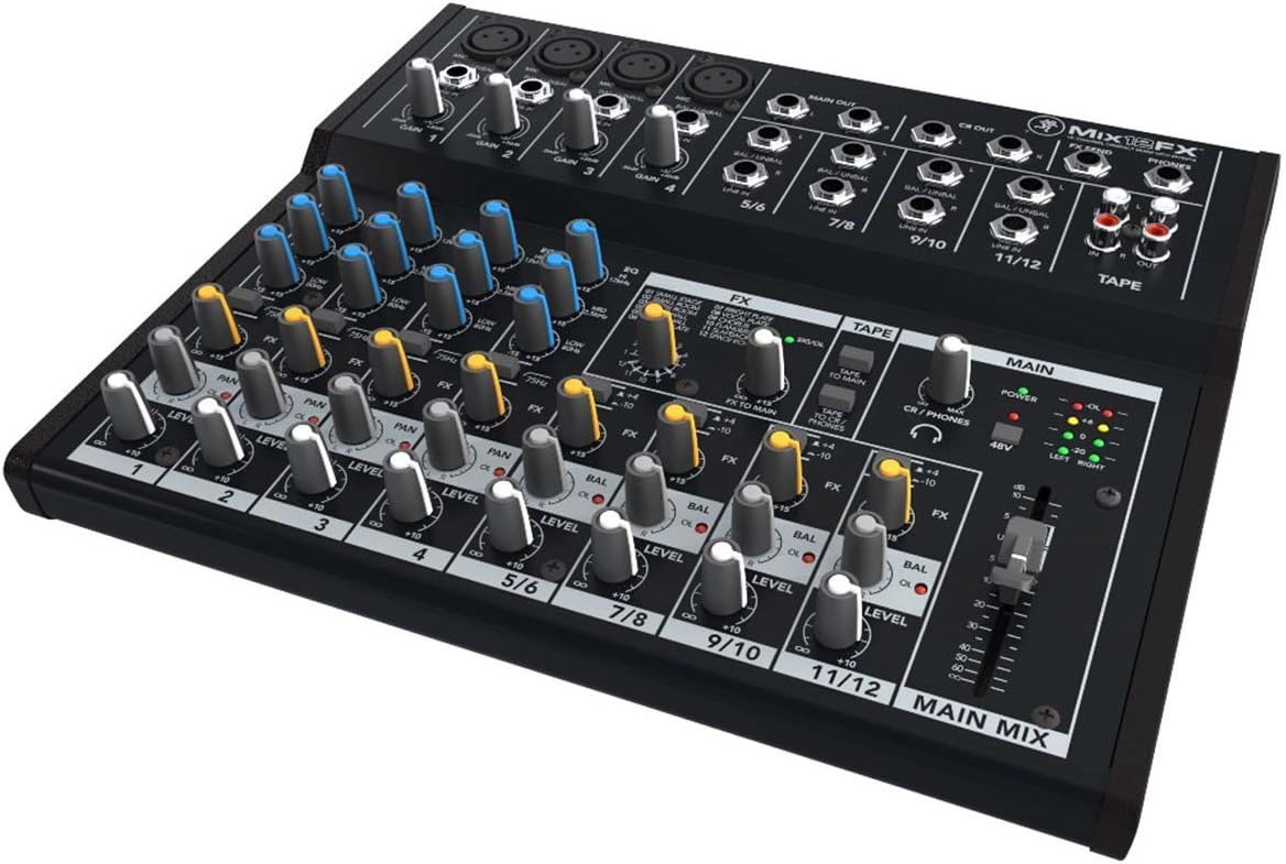 Mackie Mix Series Mix12FX 12-Channel Effects Mixer bundled with 2 Free 20' XLR Cables
