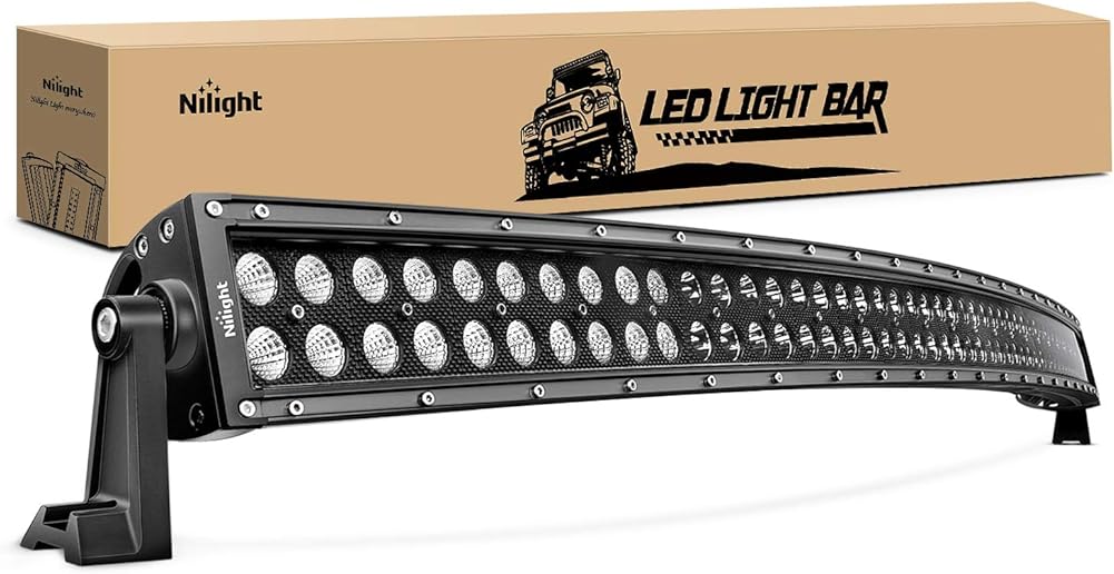 Nilight - 71015C-A 50Inch 288W Curved LED Work Light Driving Fog Lamp LED Light Bar Offroad Lighting for SUV UTE ATV Truck 4x4 Boat, 2 years Warranty