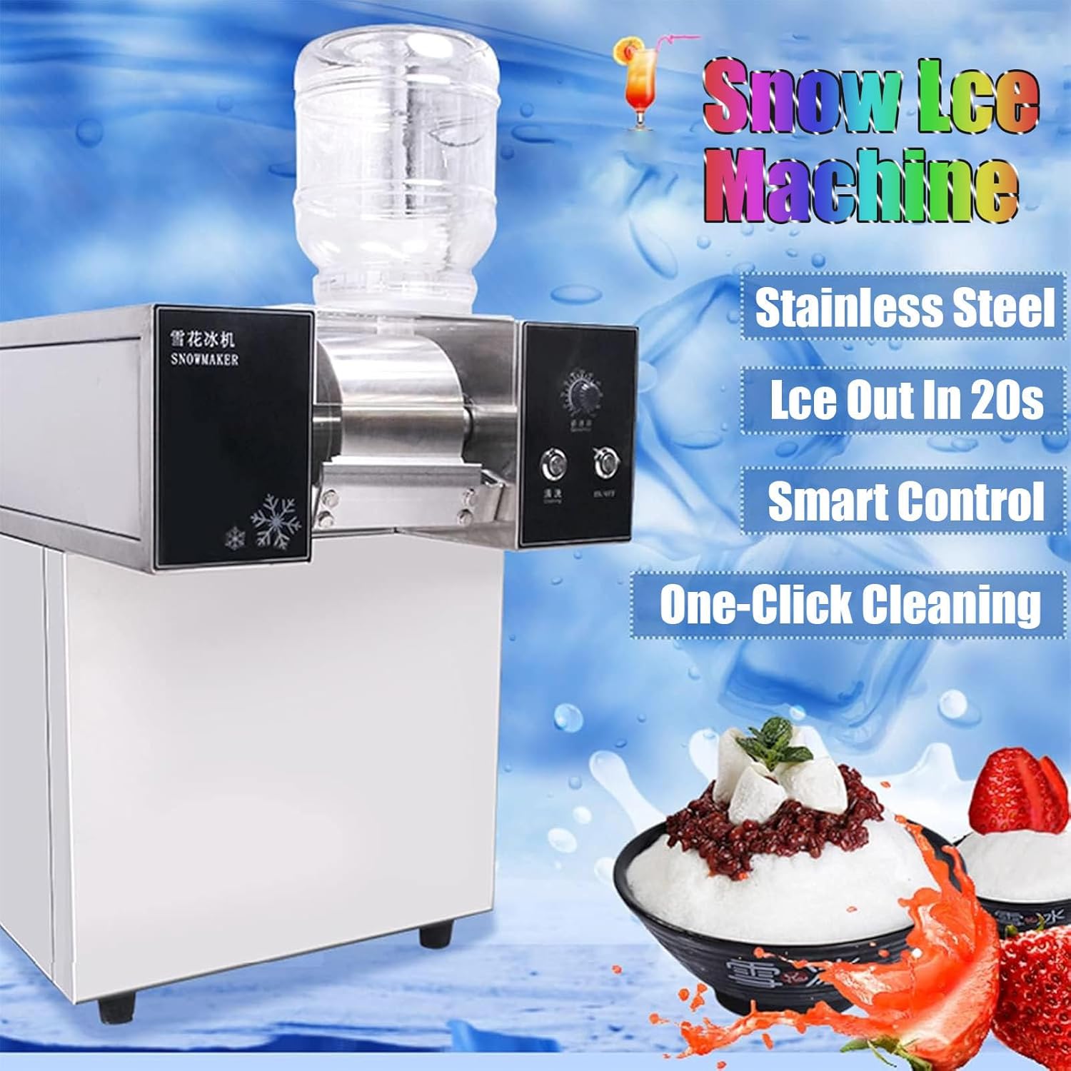 Commercial Korean Kakigori Mesin Es Bingsoo Snow Snowflake Flake Cream Crusher Maker Shaved Ice Shaver Bingsu Making Machine (Mechanical 60KG)