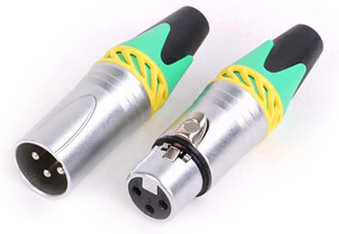X L R Connector 3pin XLR Microphone M I C Male Plug Female Jack Adapter 6 Colors Available Cable Terminals Soldering 10Pcs (Color : 5xD1037-Green)