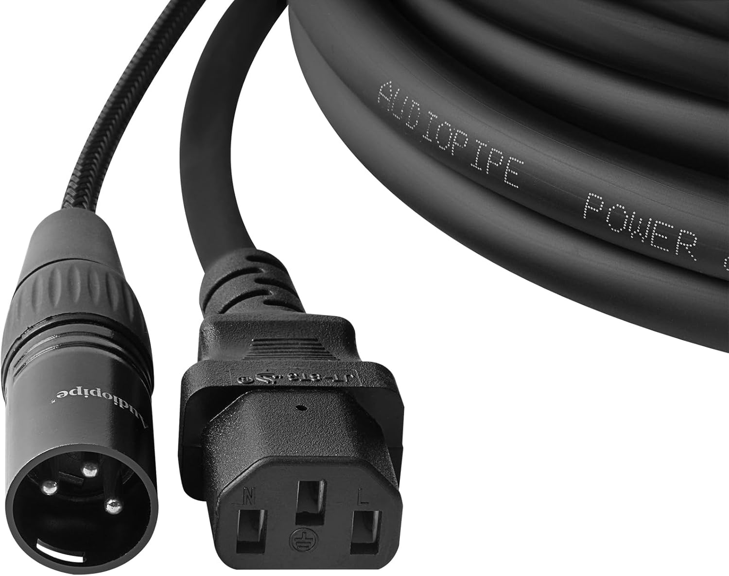 Audiopipe 33Ft Siamese Cable AC Power & XLR Microphone Cable (EX-PROX-SIM-10) with 14AWG Power Wire and 23AWG Audio Cable, Pure Copper, Heavy Duty, for Studios, Pro Sound, DJ's