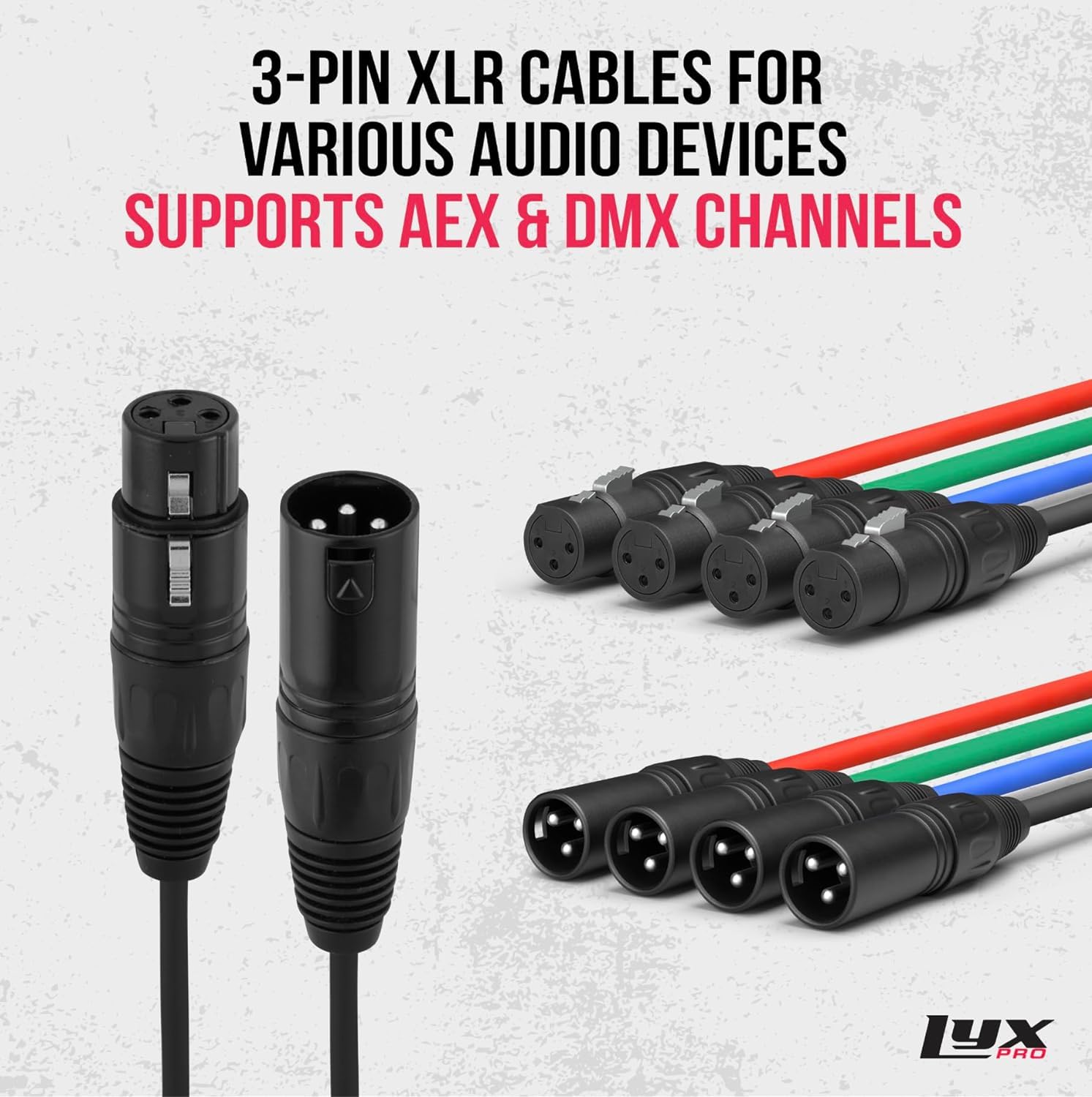 LyxPro Pair of Audio Snake 4-Channel XLR 3 Pin XLR to RJ45 Ethercon 10 Feet CAT6 Shielded Ethercon RJ45 for Audio, Sound and Lighting Cable
