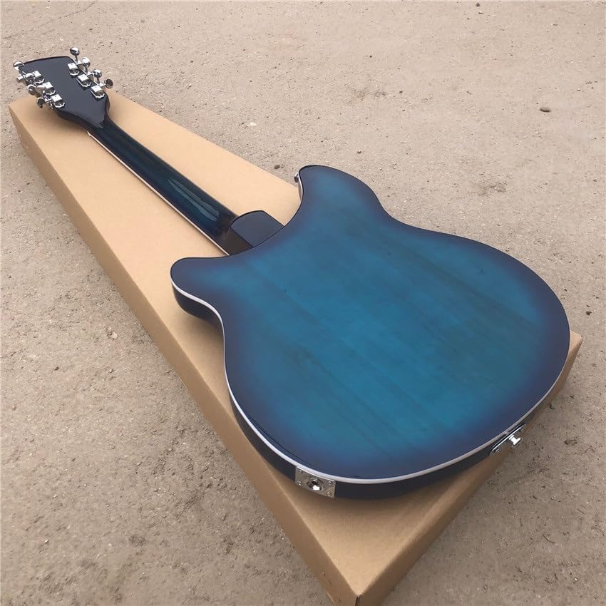 Custom 12 string 360 electric guitar, blue, bright red sandalwood fingerboard, half empty center