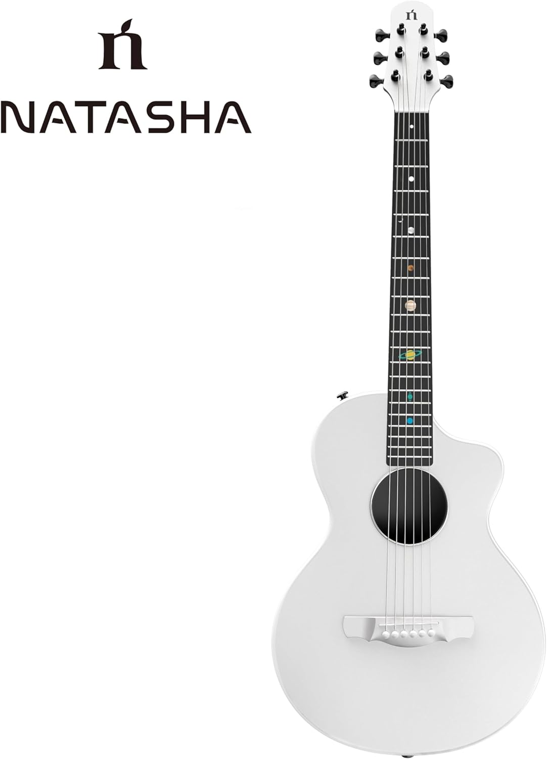 Natasha Asteroid Carbon Fiber 38-inch White Folk Guitar,Acoustic Guitars/Travel Guitars,Integrated Casting With Carbon Fiber Composite Material, light and portable