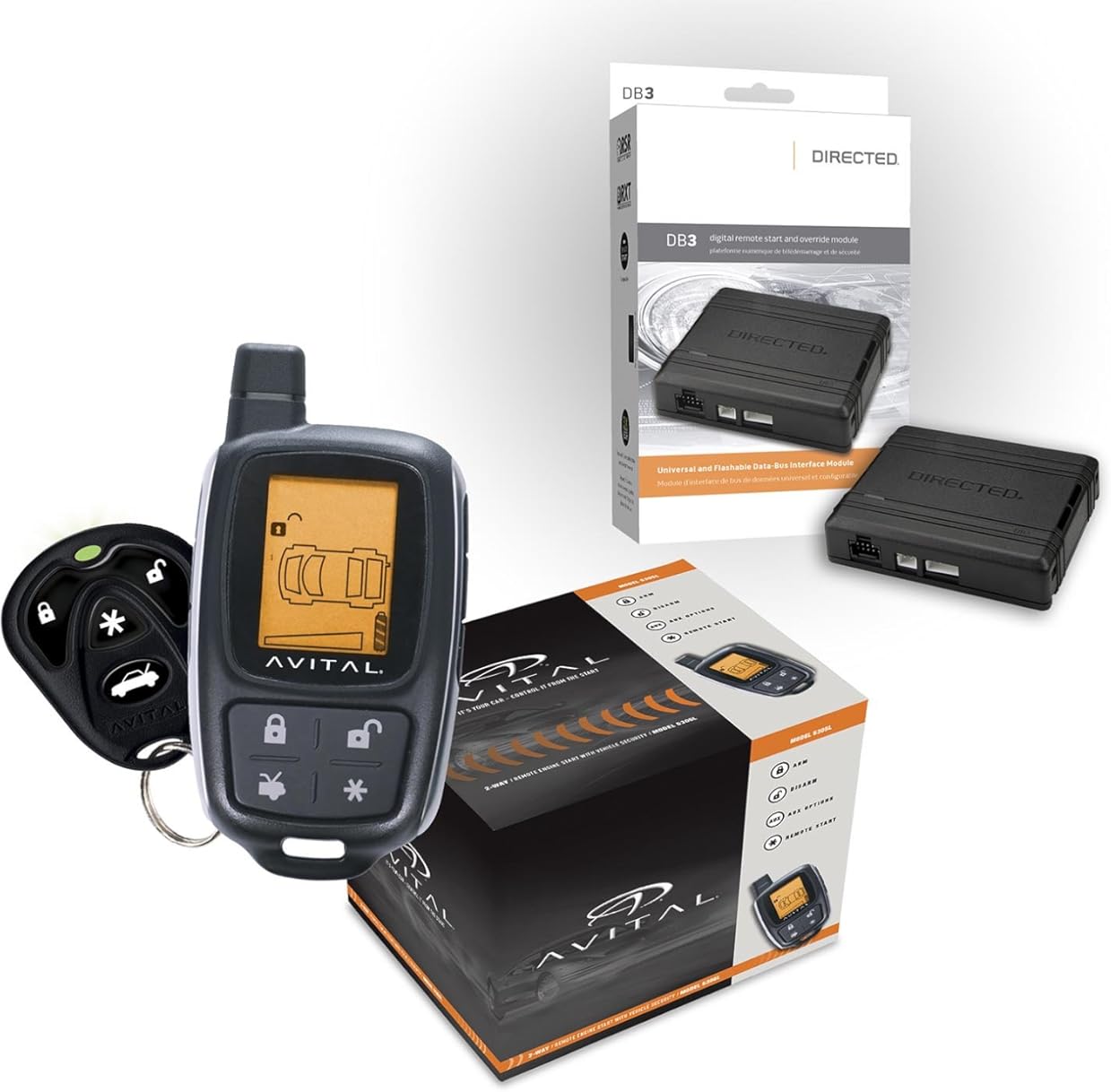 Click & ADD 2-Piece Combo: Avital 5305L 2-Way LCD Remote Start & Alarm, Directed DB3 XPressKit DEI Databus ALL Combo Bypass/Door Lock Interface for Cars & Trucks