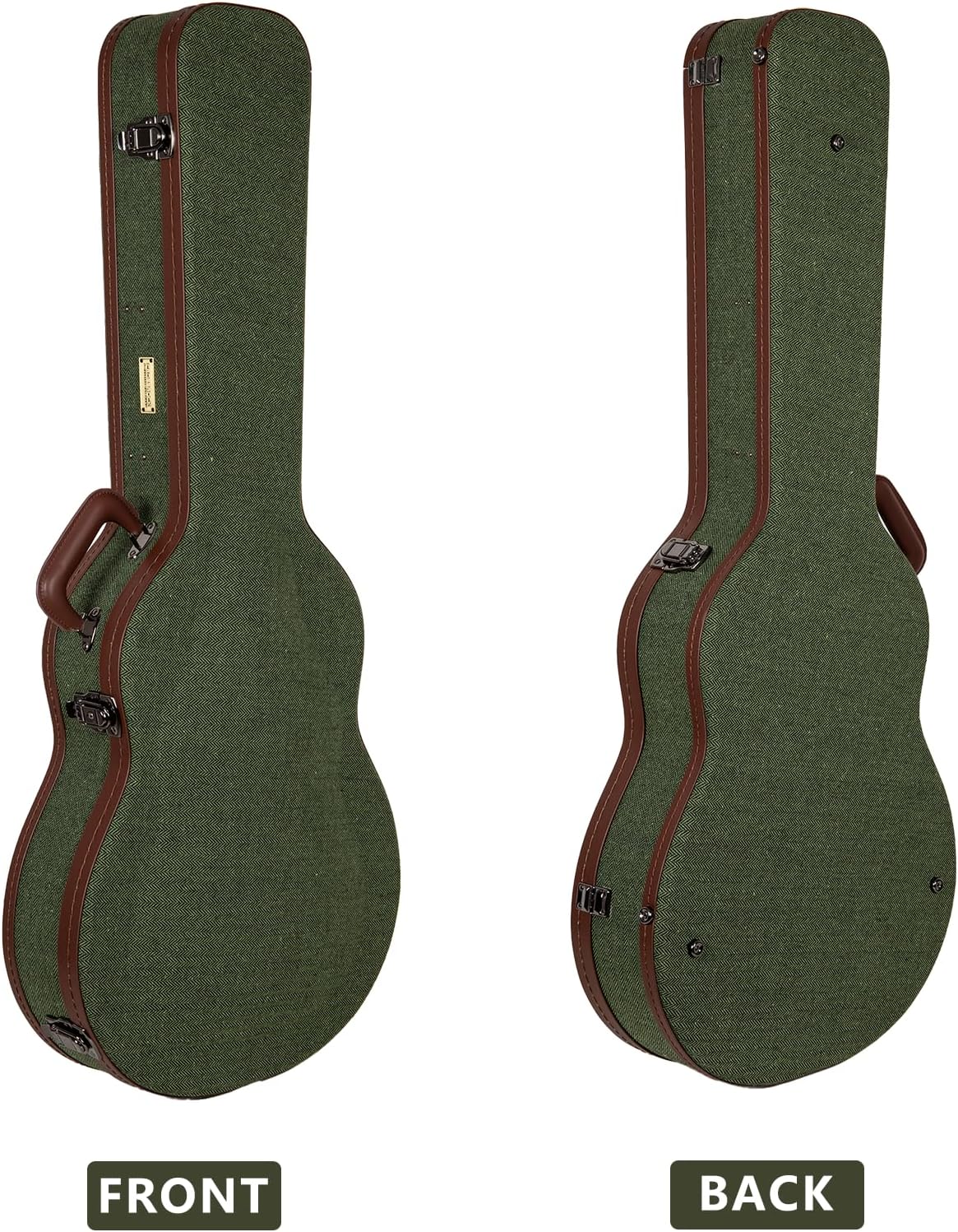 Crossrock 335 Style 6-String Semi-Hollow Electric Guitar Case | Green Chevron Tweed, Plush Velvet Interior, Genuine Leather Handle & Security Lock, Reinforced Hardware – Master Series (CRW760SAGN)