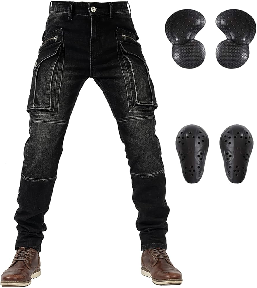 LOMENG Motorcycle Riding Jeans for Men Armored Pants Motorbike Racing Pants with Safety CE Removable Biker Pants