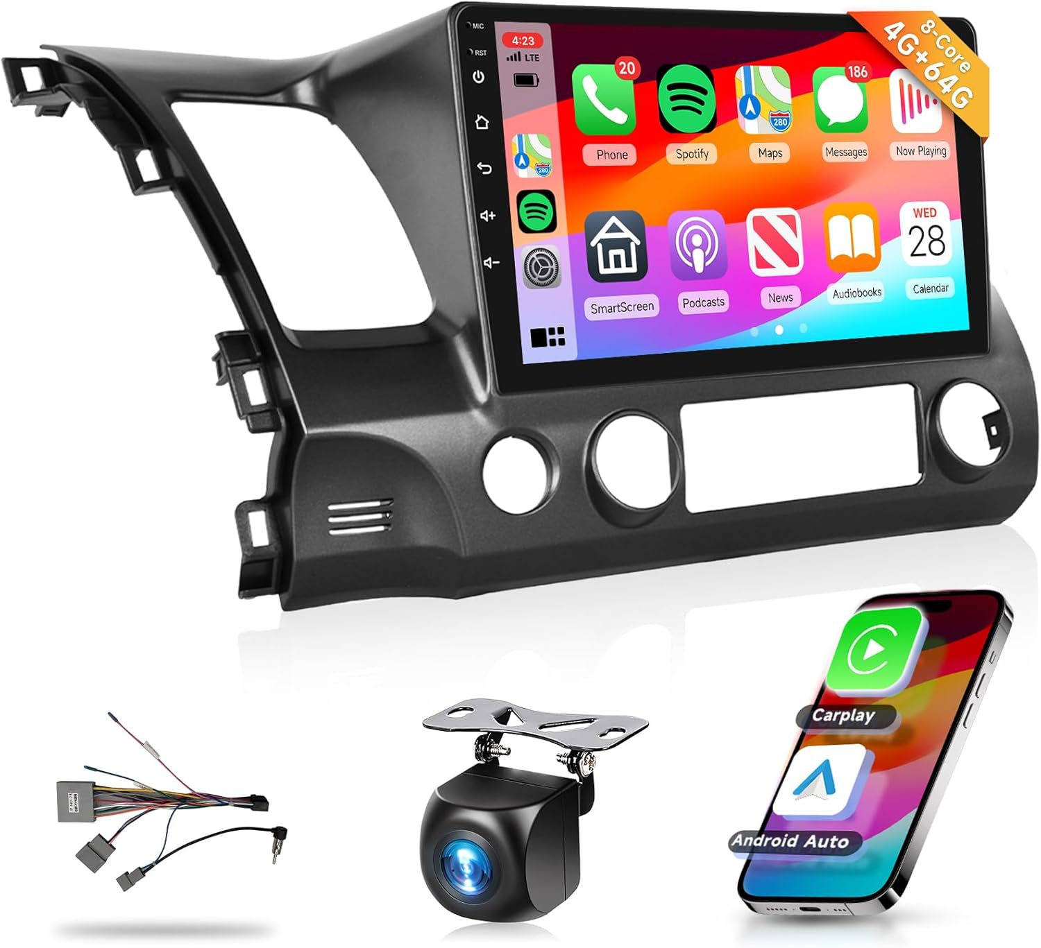 8 Core 4G+64G Car Radio Stereo for Honda Civic 2006-2011 with 10.1