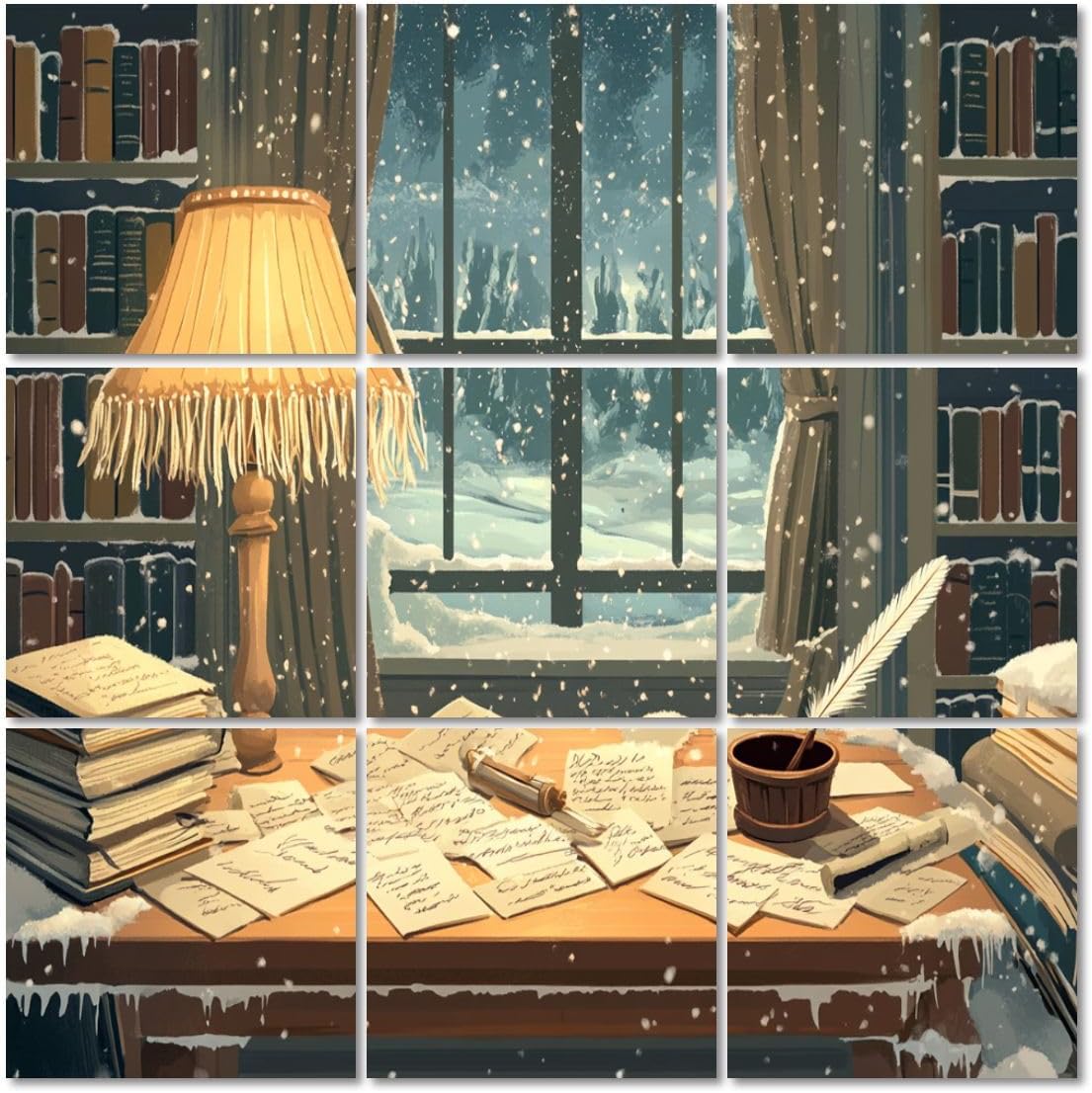 Art Acoustic Panels Self Adhesive Cozy Desk Old Letters Fringed Lamp Shade 9 Packs Decorative Soundproof Wall Panels Large Sound Absorbing Panels for Home Office 60