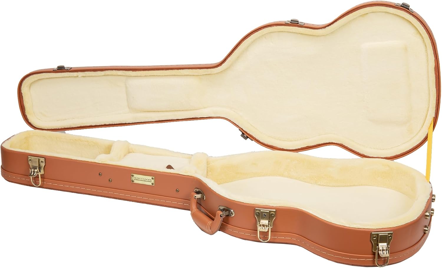 Crossrock Relief Series SG Guitar Case for Gibson SG Style Electric Guitars | Carved Red Wood Finish, Ivory Plush Interior, Lock (CRW630SGRO)