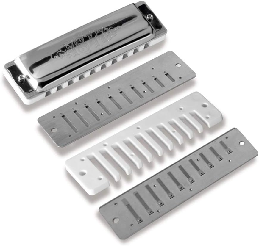 Harmonica Silver Diatonic Harmonica 10 Holes Blues Harp Key C Stainless Steel Cover Reeds ABS Comb Instruments (Color : Key EB)
