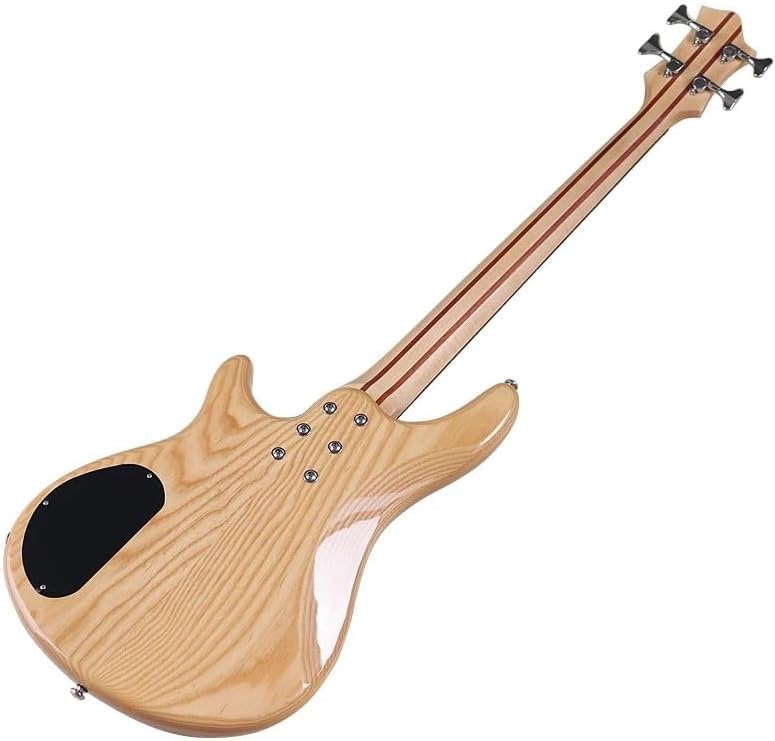 4-String Electric Bass Guitar, 43-Inch Full Size, Natural Finish, Tree Burl Top, Solid Ashwood Body