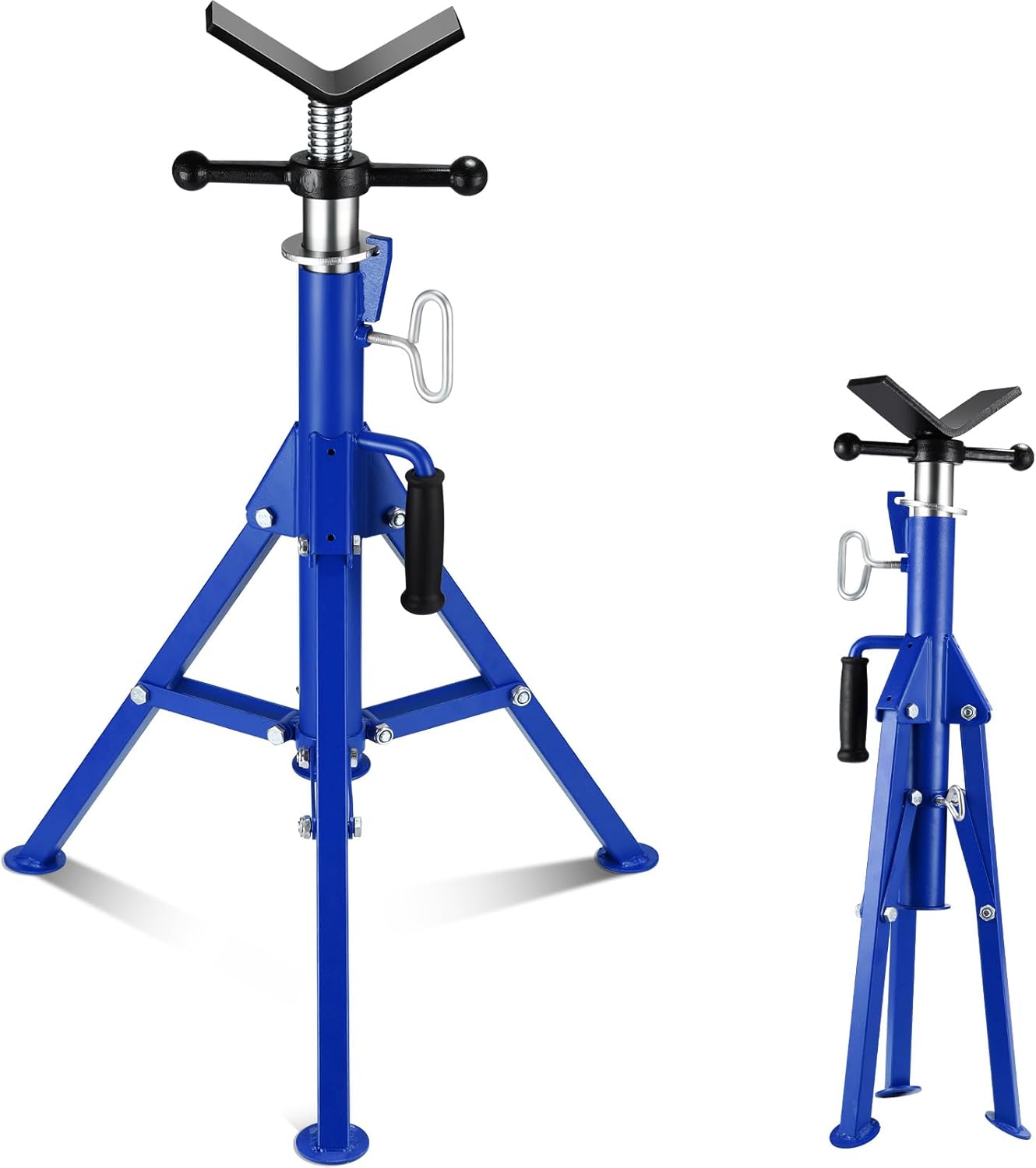V Head Pipe Jack Stand,Heavy-Duty Pipe Stand 28-52 in Adjustable Height,Portable Folding Pipe Jack Stand 2500 LBS Load Capacity,Jack Stands for Welding, Automotive, and Construction Projects