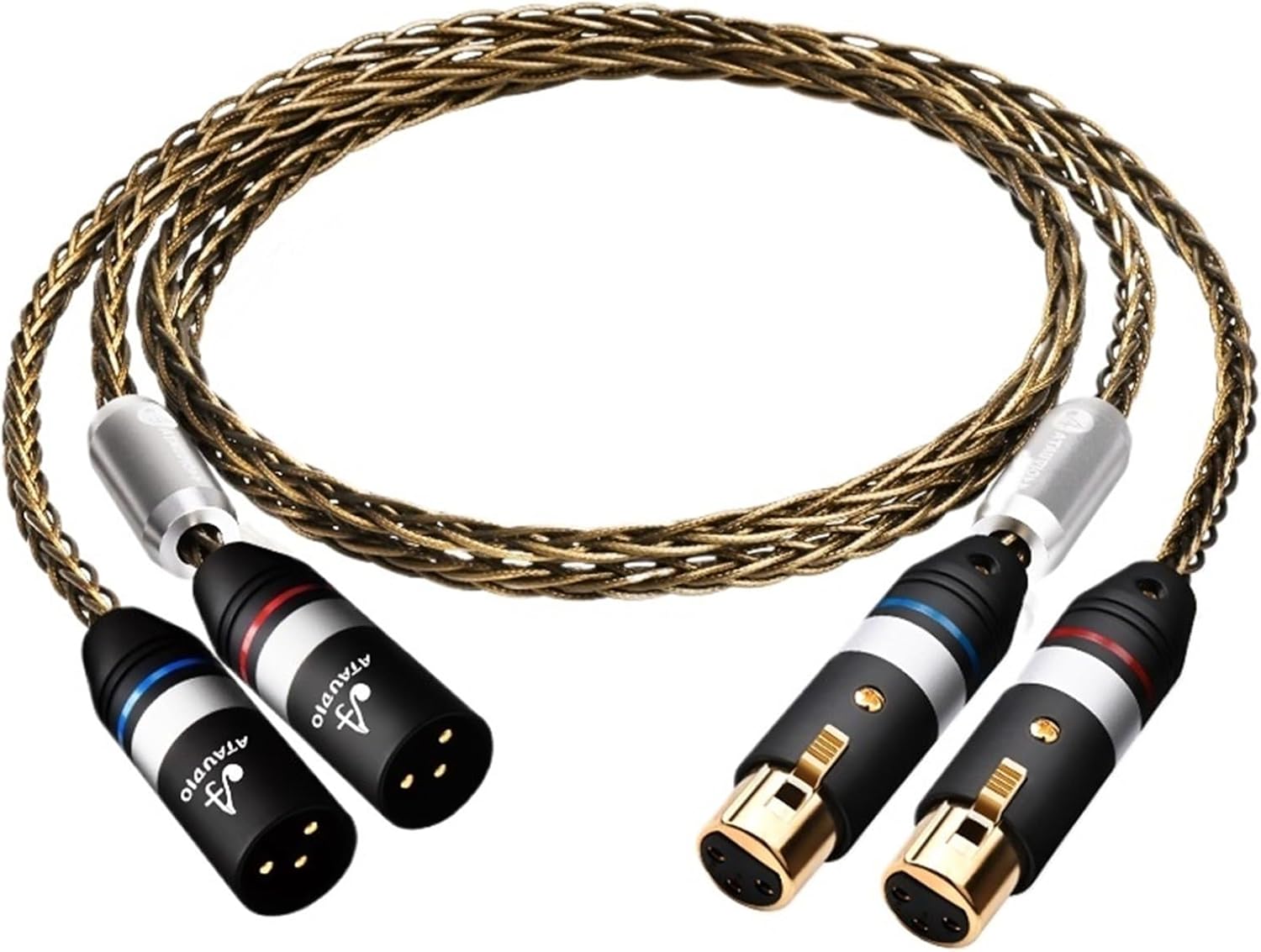 One Pair 2XLR Audio Cable 8 Strands OCC Silver-plated 2XLR Male to Female Balanced Cable for Microphone AMP Camera(1.5m)