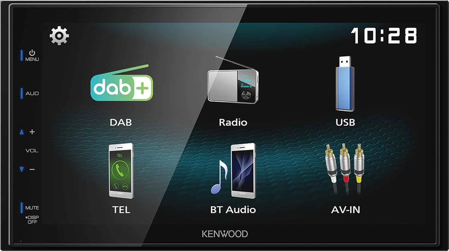 Connects2 Kenwood DMX125DAB 17.3 cm WVGA Digital Media Receiver with DAB+, Bluetooth and Android USB Mirroring
