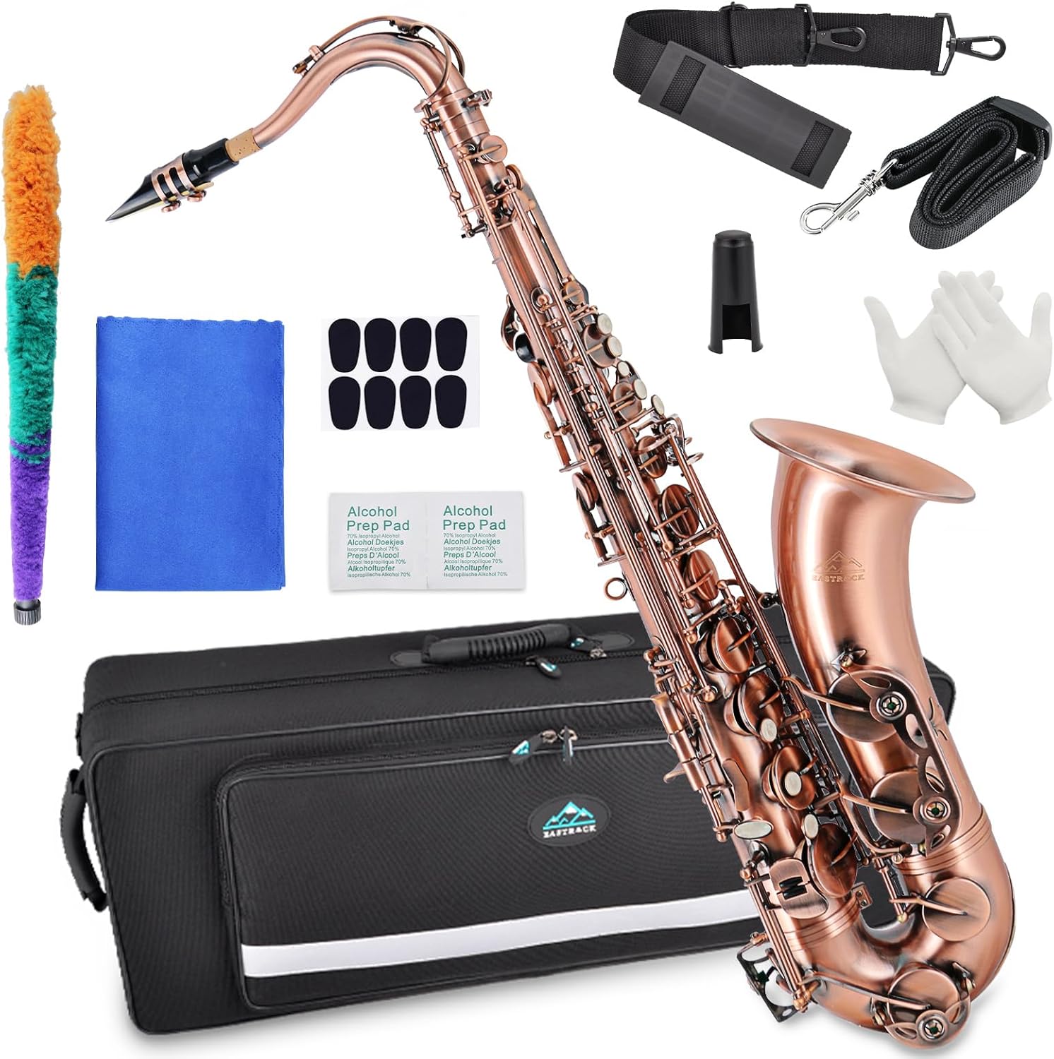 EASTROCK Tenor Saxophone Red Antique Copper B Flat Tenor Sax Professional Tenor Saxophone for Beginners Students and Musicians with Carrying Case,Mouthpiece,Reeds,Cleaning Kit,Neck Strap