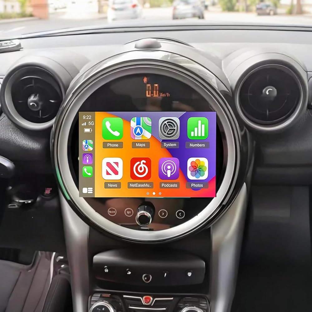 Car Radio for Mini Cooper 2011-2016 with Wireless Carplay & Android Auto, 10 Inch IPS Touch Screen for Mini Cooper Car Stereo Bluetooth FM in Dash GPS WiFi Backup Camera SWC-2+32G