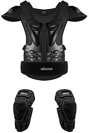 Webetop Adults Dirt Bike Body Chest Spine Protector Armor Vest Size L with Knee Pads for Skiing Riding Cycling Skating