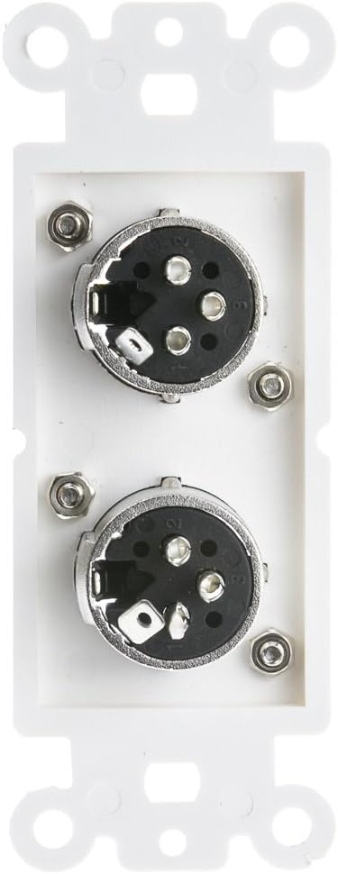ACL Decora Dual XLR Female to Solder Type Wall Plate Insert, White, 10 Pack