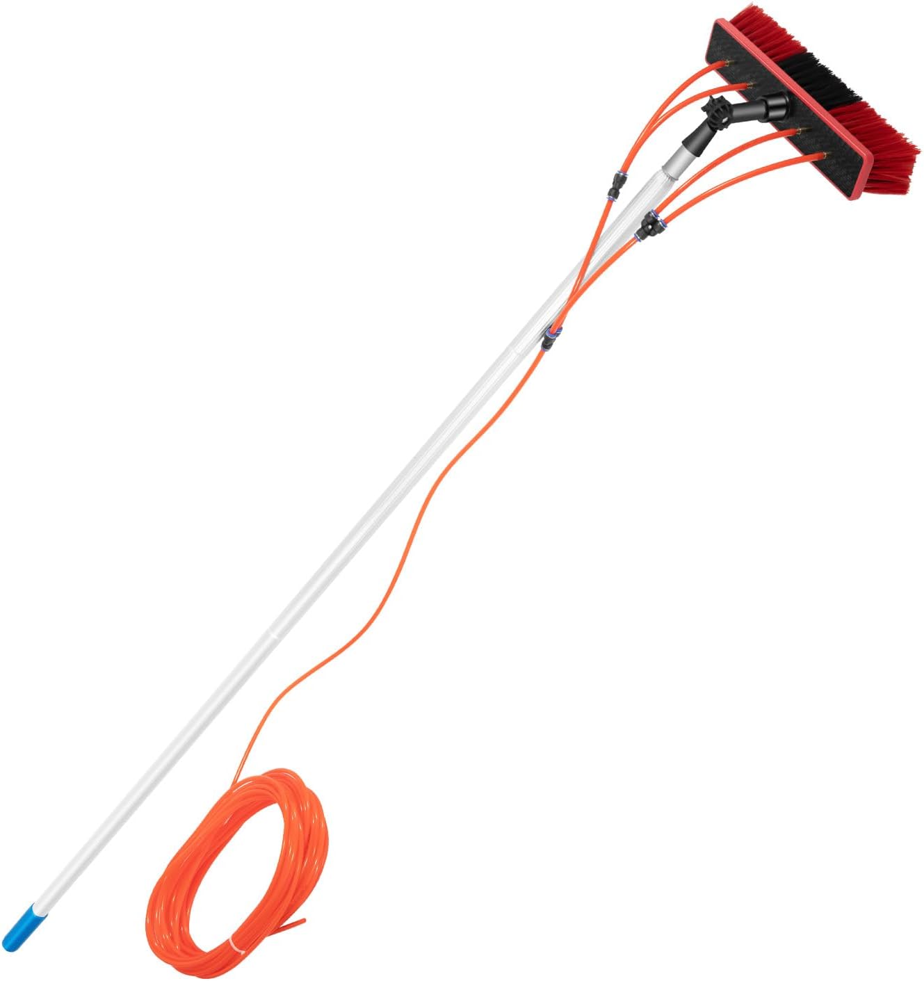 Window Cleaning Pole,3-in-1 Wash/Brush/Scrape,26FT Telescopic Water Fed Pole Kit Tool with 180° Pivot Brush, High Reach Outdoor Cleaning System for Windows, Solar Panels, RV, Boat,Glass Surfaces