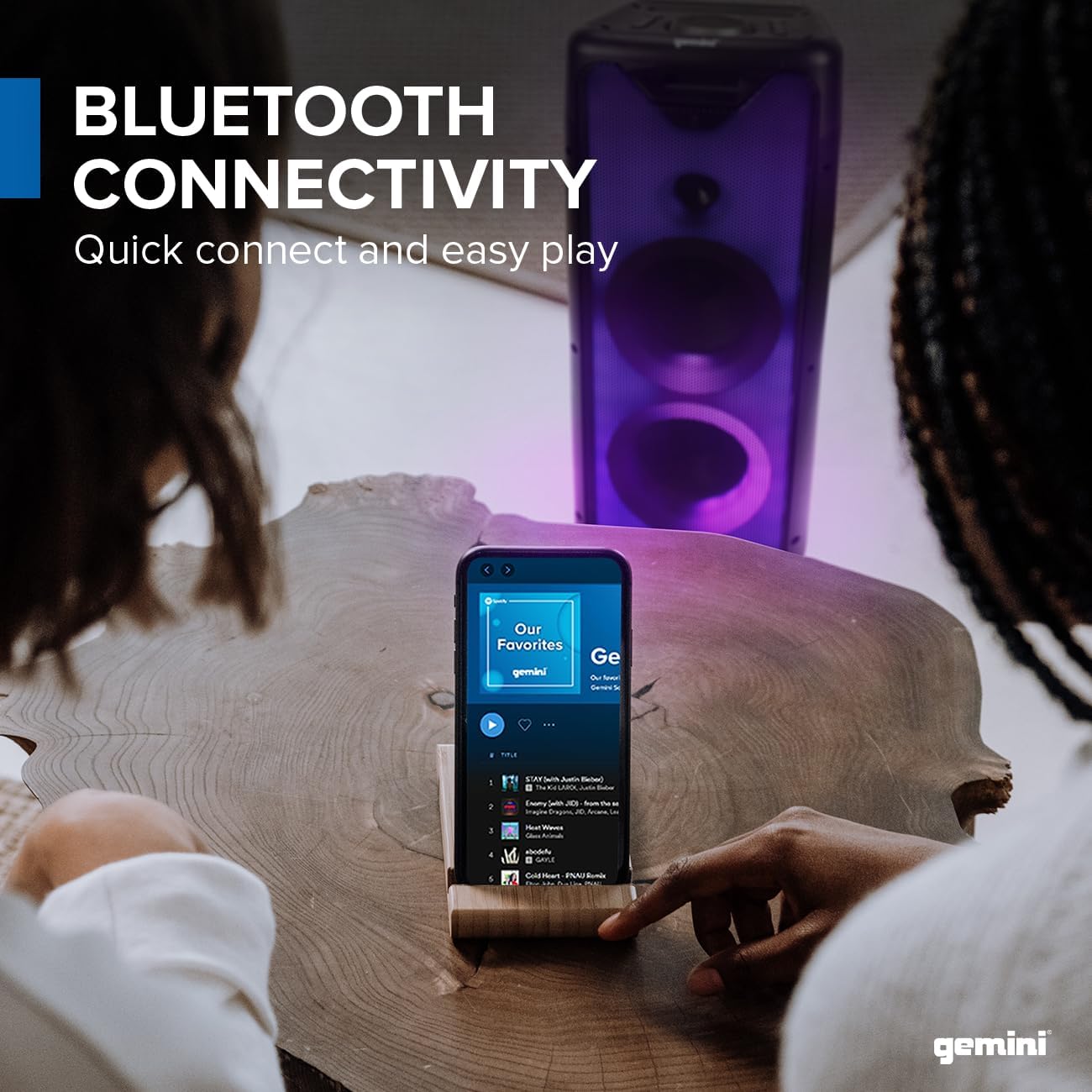 Gemini Bluetooth Party Speaker 800W with LED Lights, Dual 6.5” Woofers, Mic & Guitar Inputs, TWS Pairing, USB/FM/AUX/Bluetooth Playback, 16 Hr Battery – Portable Speaker for Parties (GLS-550)