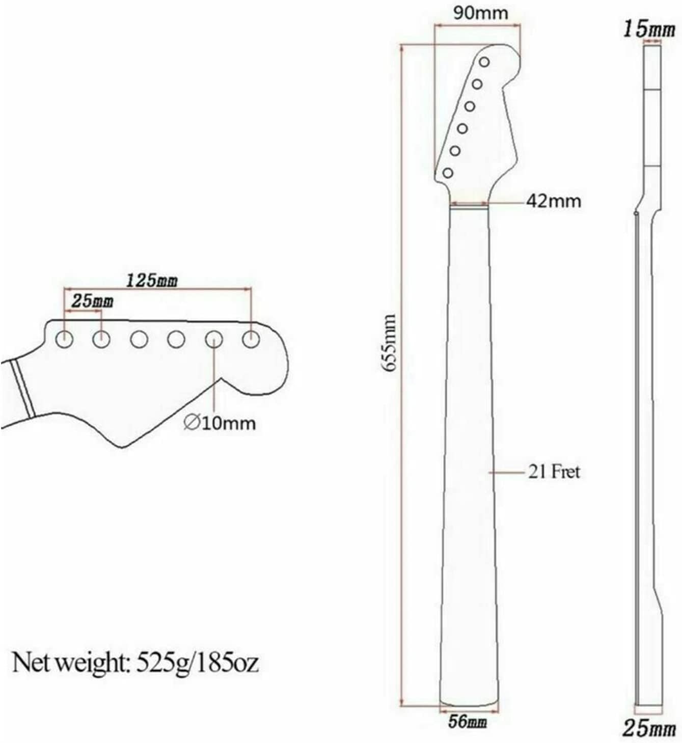 Neck for Electric Guitars with 21 Frets Electric Guitar Neck