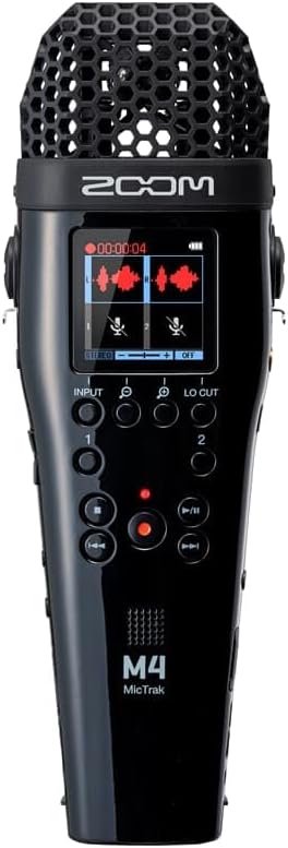Zoom M4 MicTrak with 32-Bit Float, 4-Tracks, 2 XLR/TRS inputs, X/Y Mic Capsule, Timecode, Normalization, On-Board Monitoring, Battery Powered, Audio Interface, For Musicians, Podcasters, Videographers