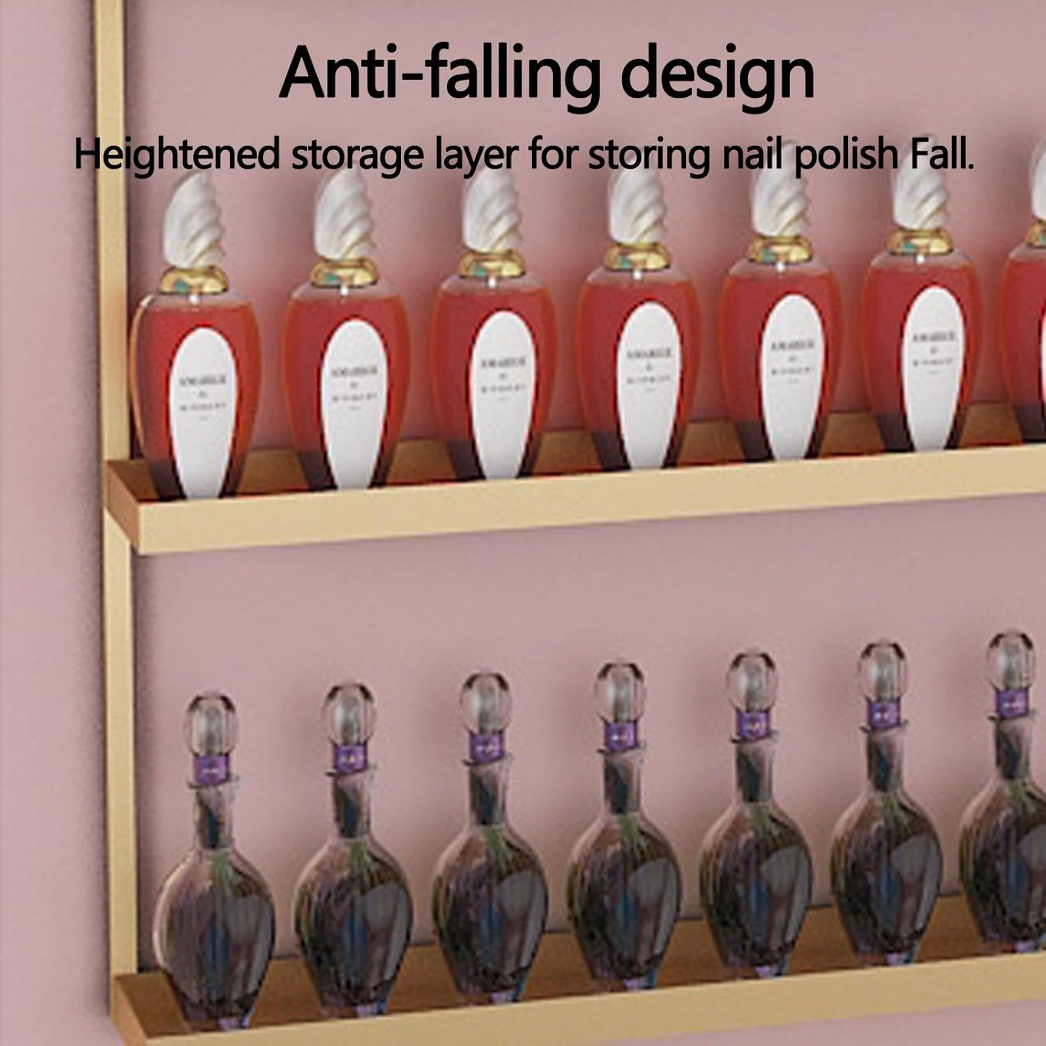 Nail Polish Rack Wall Mount Display The Corners are Smooth and Don’t Scratch Your Hands Nail Polish Organizer for Nail Salon Dress Room Bedroom (Color : White)